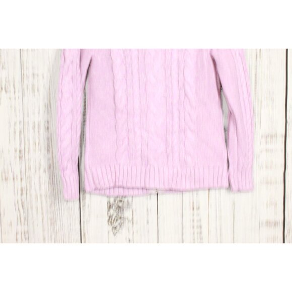 LL Bean Double L Cable Sweater Zip Cardigan Light Pink Size Medium - Picture 9 of 10